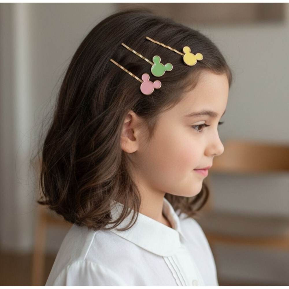 Boutique NIP 3pc Disney Inspired Mickey Mouse- Heads- Gold Bobby Pin Hair Set🐈